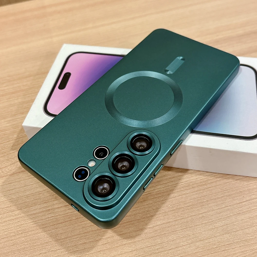 (verde Galaxy S24 Ultra) Funda Magnética Mate Para Teléfono Samsung, Compatible Con Carga Inalámbrica Magsafe.