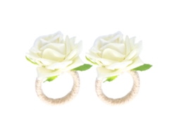 2026-2 Uds/bolsa Anillos De Servilleta Flor Simulada Modernos Portaservilletas Decoración De Mesa Para Boda Blanca
