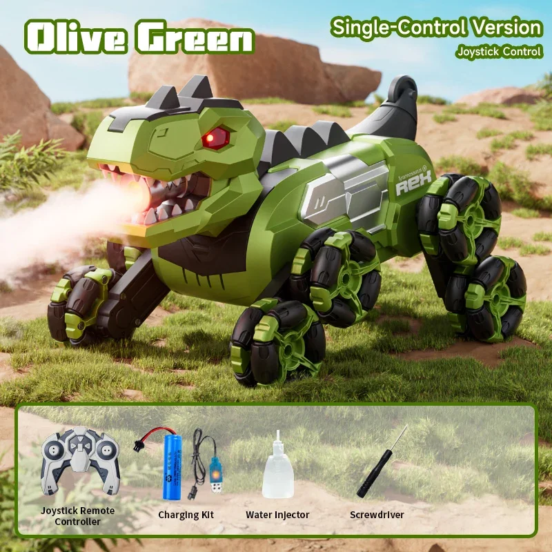 Robot De Control Remoto Con Dinosaurio, Coche Acrobático Todoterreno De 8 Ruedas (verde, Control Único)