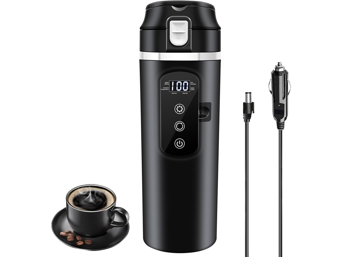 Cafetera Automática De 12v/24v, 400ml, Acero Inoxidable 304 Con Tapa Antigoteo, Control De Temperatura Hasta 100°c.