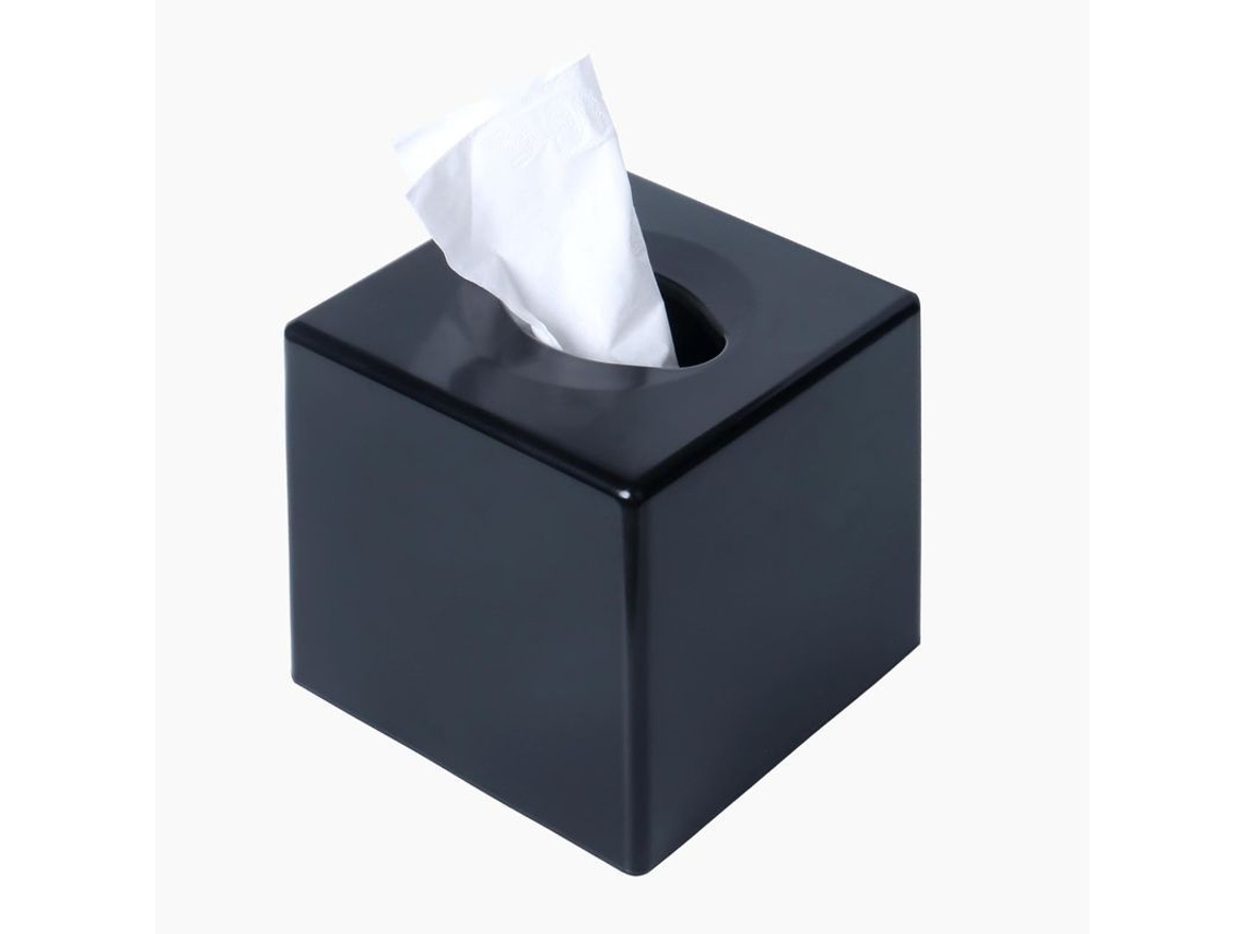 2026-porta Caja De Papel Higiénico Facial Para Baño, Sala O Oficina, Diseño Moderno, Base Antideslizante, Negro Mate 5.1"x5.1"x5.1"