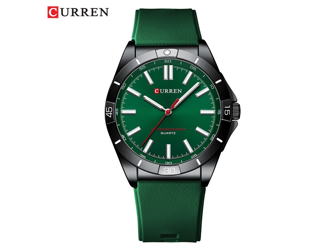 Reloj Deportivo Para Hombre (verde Oscuro) Con Correa De Caucho, Esfera Grande Y Movimiento De Cuarzo.