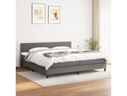 Cama Box Spring Con Colchón Tela Gris Oscuro 200x200 Cm