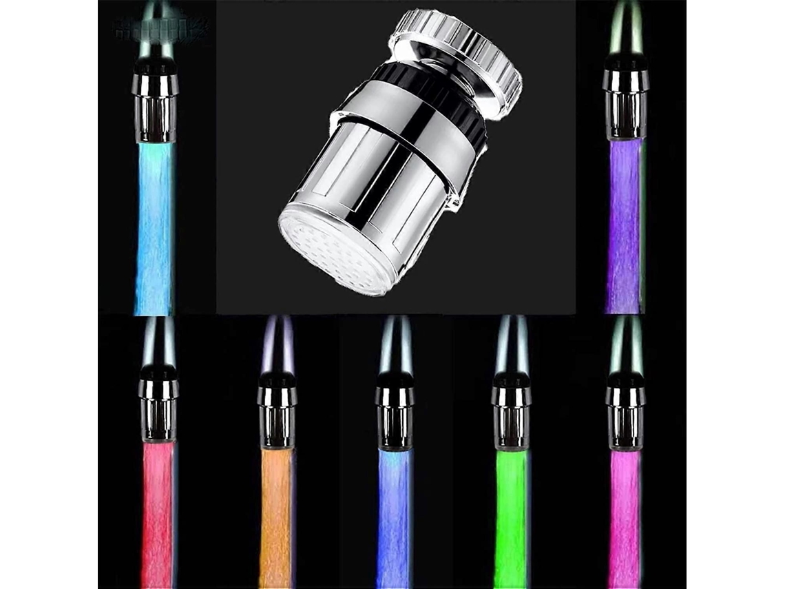 Grifo Led De 7 Colores Cambio Automático Rotación 360 Grados Para Cocina Y Baño Sin Pilas