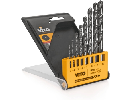 Conjunto de 8 Brocas VITO Hss Cobalto (3, 4, 5, 6, 7, 8, 9, 10mm)