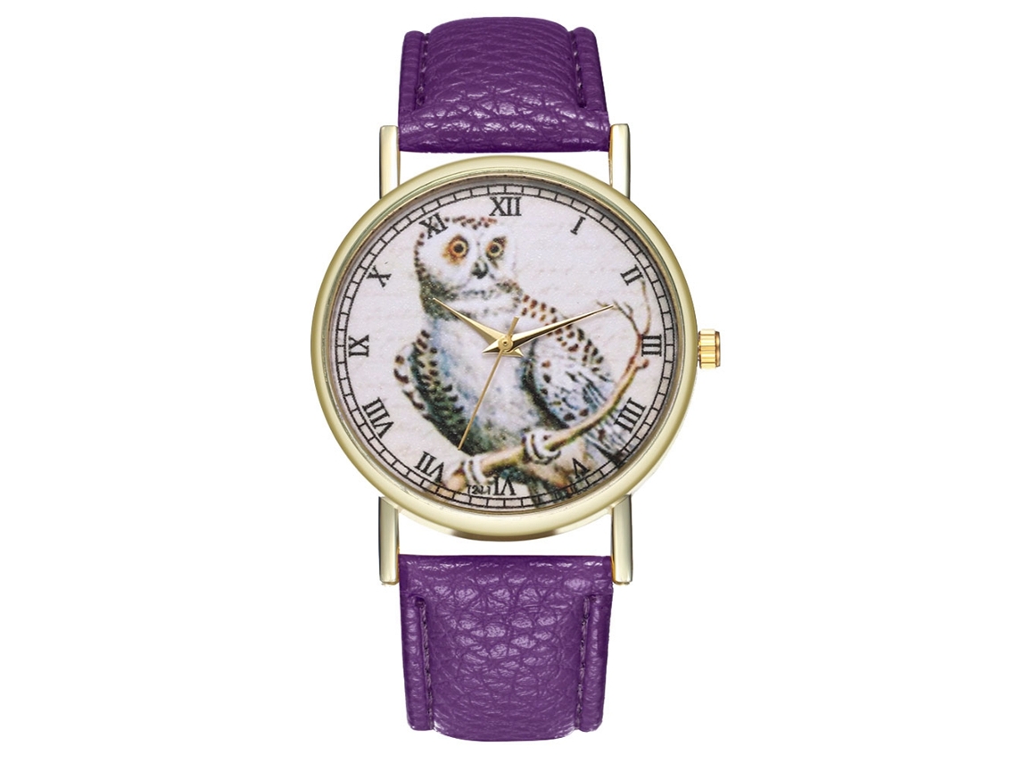 Elegante Reloj De Pulsera De Cuarzo Para Hombre/mujer Con Estampado De Dibujos Animados, Color Morado, A La Moda.