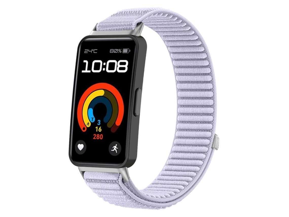 Bracelete Para Huawei Band 10 / 9 / 8 - Nylon Trançado - Fecho De Velcro Roxo Claro