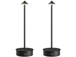 Juego de 2 lámparas de mesa LED táctiles recargables por USB, negras, Ø10x30 cm