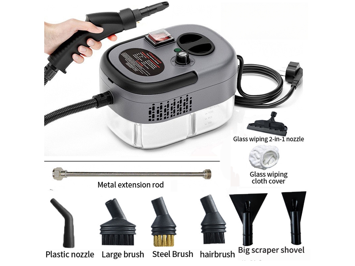 Limpiador a vapor de alta temperatura y alta presión con ajuste de 6 velocidades, apto para limpieza de cocina y coche (gris)