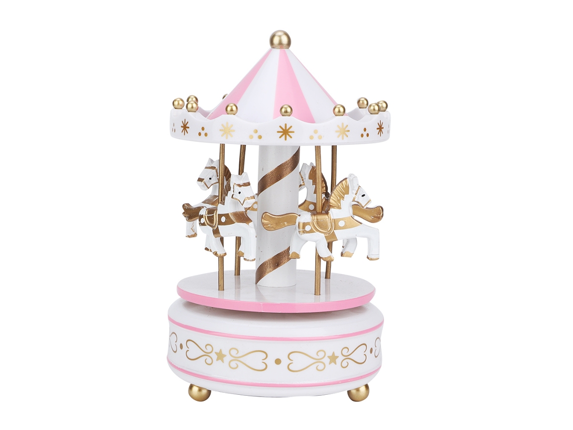 Caja De Música Con Forma De Carrusel, Regalo De Navidad, Boda, Decoración De Cumpleaños, Blanco, Rosa