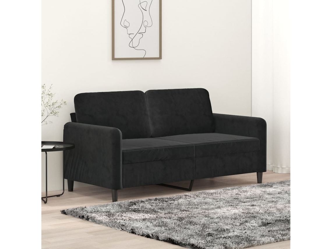 Sofá De 2 Plazas Terciopelo Negro 140 Cm