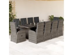 Juego de comedor de jardín de 11 piezas con cojines de mimbre gris de DKD Home Decor
