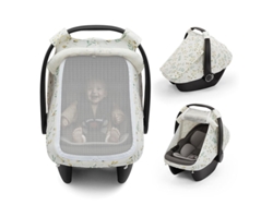 Funda para asiento de coche de bebé Chrui Summer con ventana de malla grande y capota transpirable (blanco roto)