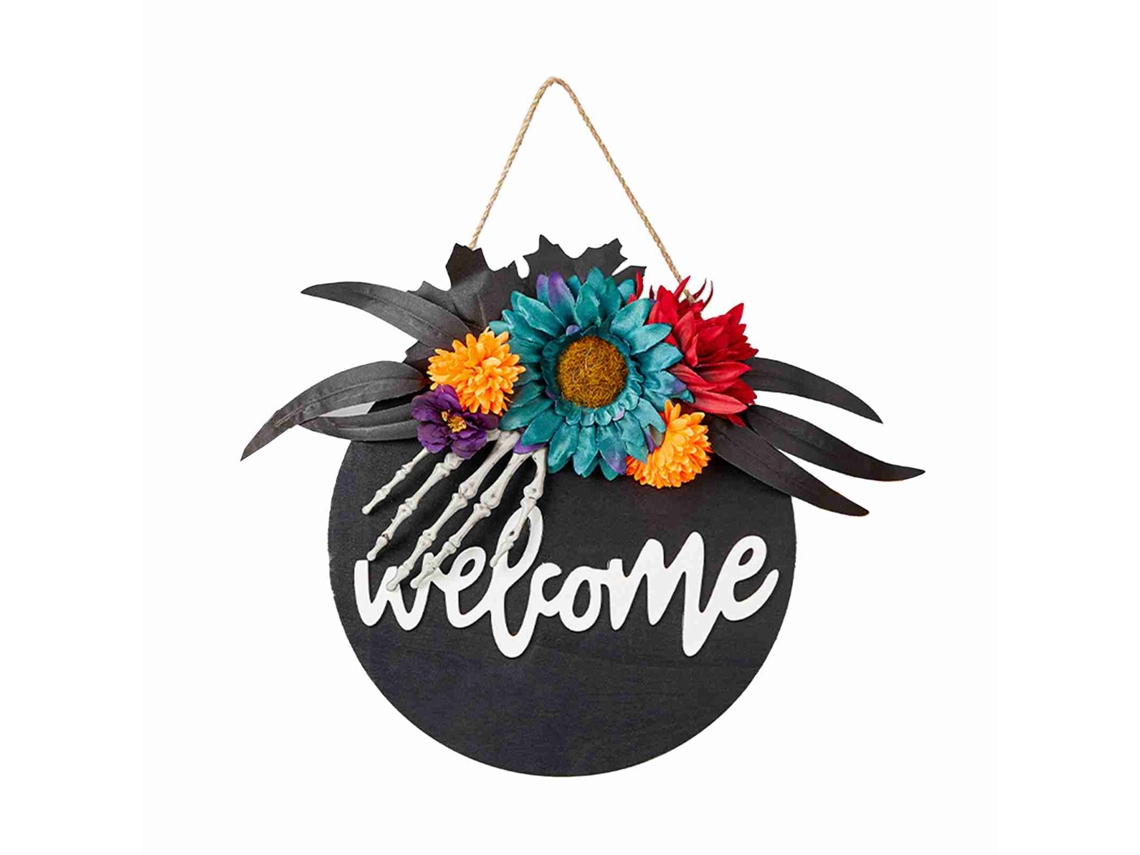 Adorno de puerta de esqueleto para Halloween, decoración para fiestas espeluznantes