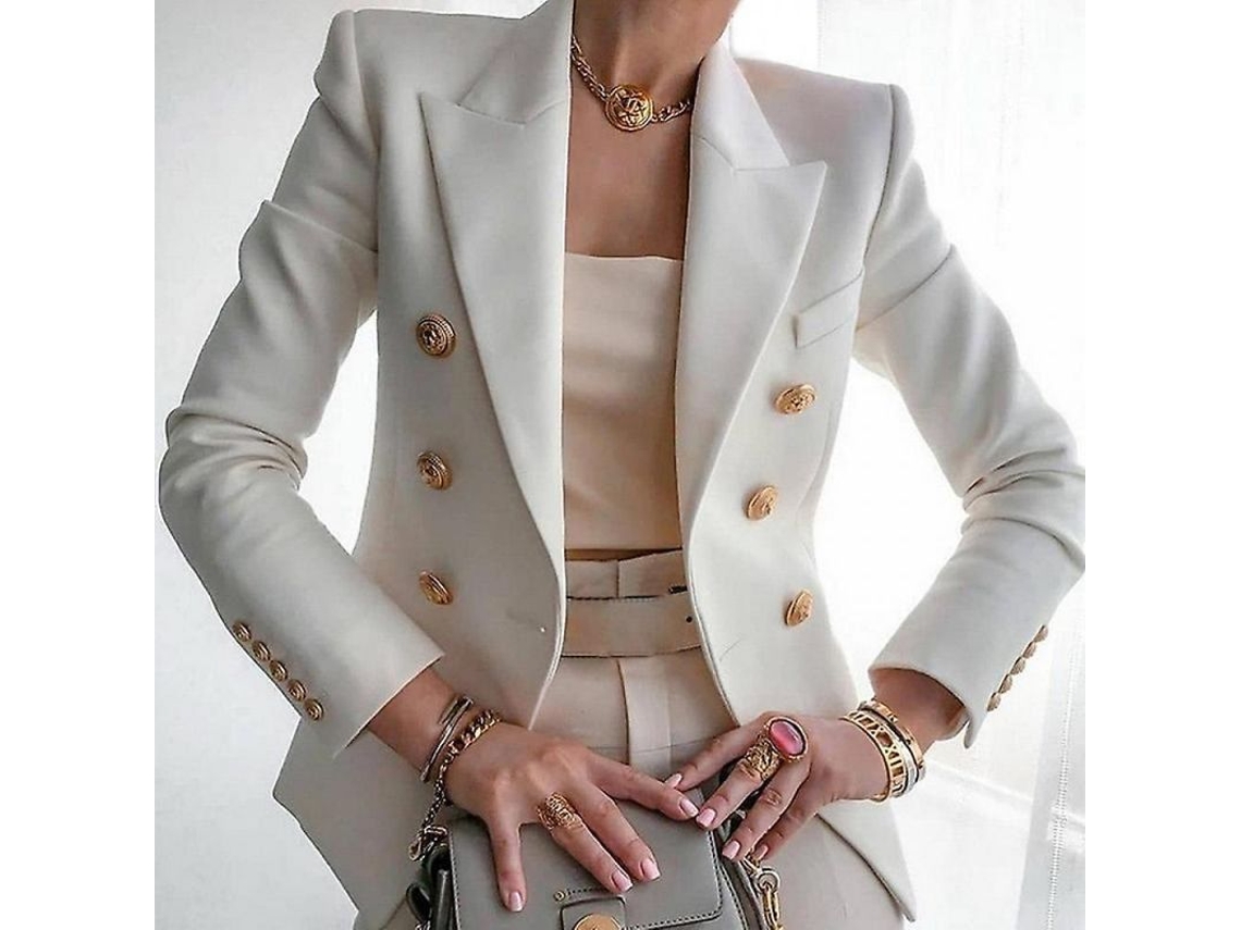 2026-chaqueta Formal De Mujer Para Oficina Blazer Tailored De Poliéster Tallas S-3xl M Blanco