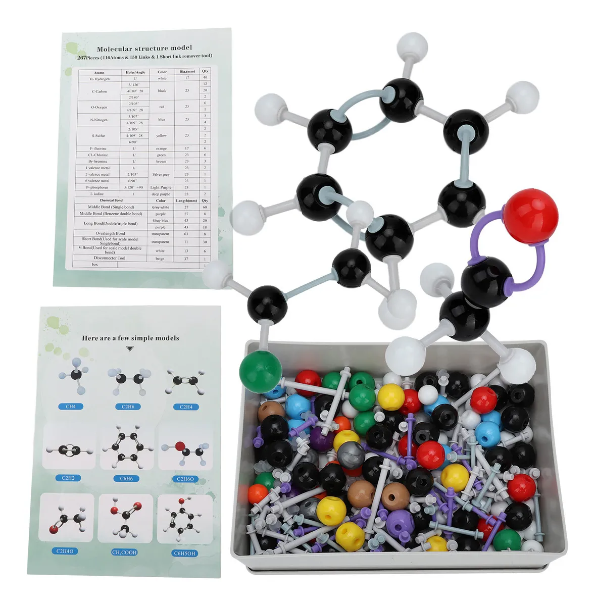 Kit de estructura molecular orgánica 267vayotoy, modelo inorgánico