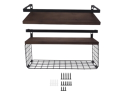 2 Prateleiras De Parede Montadas Em Fio De Metal Rustic Para Banheiro Cozinha Escritório