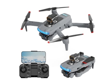 Dron P15 con cámara dual 4K Evitación de obstáculos de 360 (3 baterías - Duración de la batería: 20 min - Gris)