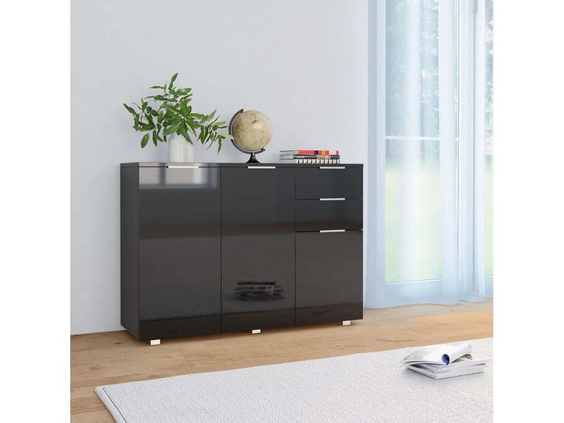 Aparador Negro Brillante 107x35x80,5 Cm