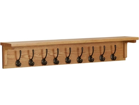 vidaXL Perchero de madera maciza de roble 90x16x16 cm