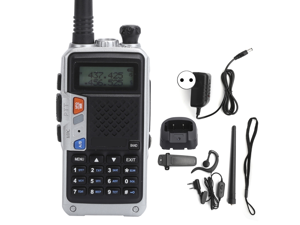 Kit Portátil De Walkie-talkie Con Pantalla Lcd, Clip Trasero Y Cargador Usb.