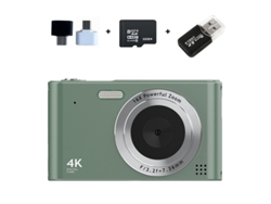 Cámara Digital Ultra Hd 4k H15 Enfoque Automático Zoom 16x Mini Cámara Compacta 32g Verde Gertiz