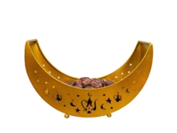 Bandeja de postre con forma de estrella lunar, plato de hierro para cena, bandeja rústica para dulces, decoración de Ramadán