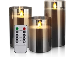 Vela Eléctrica Led - 3 Piezas - Vela Parpadeante - Control Remoto - Decoración De Navidad - Gris