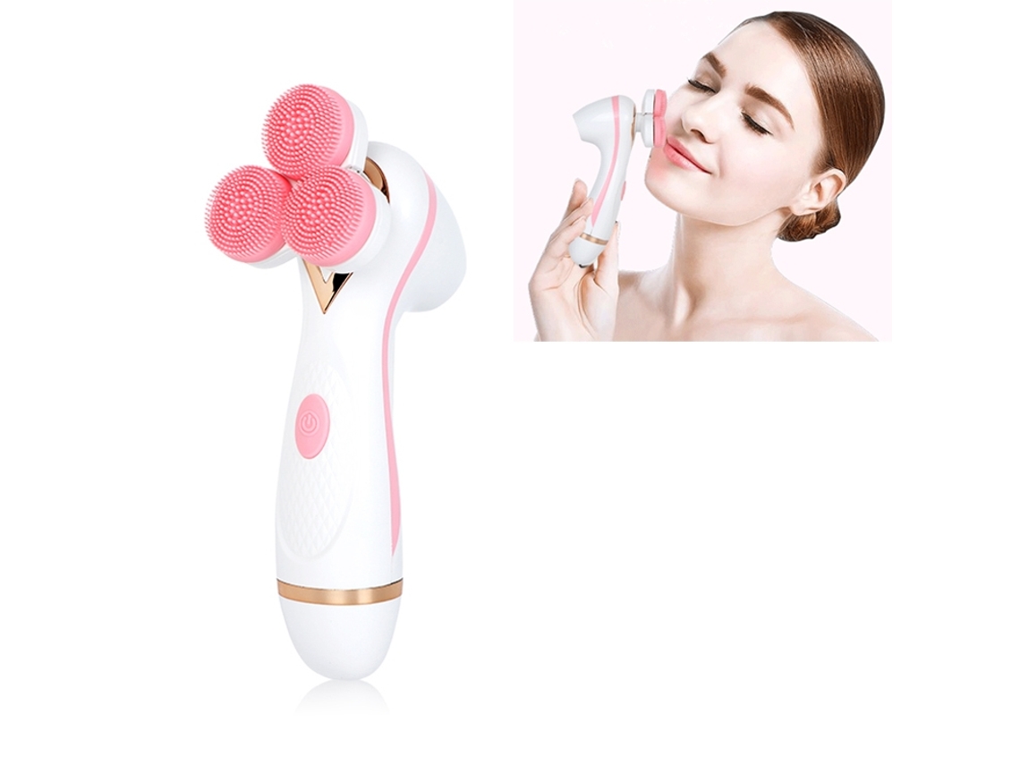 Cepillo de limpieza facial de silicona/dispositivo de contorno facial con carga inalámbrica (rosa)