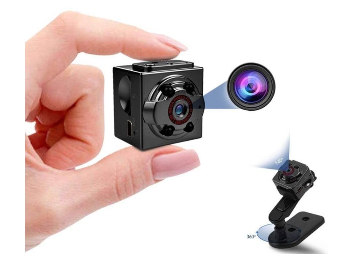 Minicámara Sq8 1080p Full HD con visión nocturna y activación por movimiento para interiores y exteriores, cámaras de seguridad ocultas Yizhood (negra)