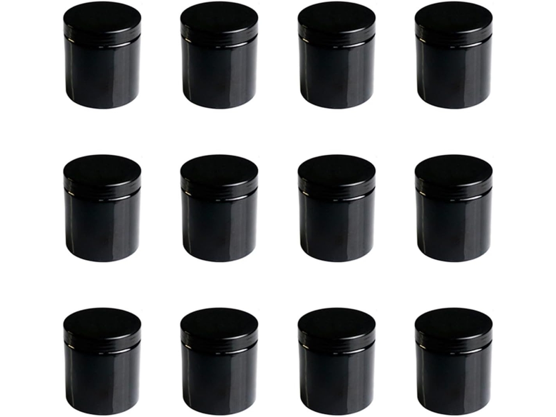 Ciieeo Com 12 Potes De Maquiagem De 500ml Em Pet Preto, Com Abertura Larga Para Creme Facial.