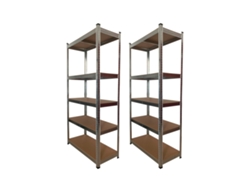 Estantería Modular De Acero Y Madera | Decorativa Industrial Para Hogar, Despacho O Negocio | 5 Baldas 875 Kg Plata Estantería - Pack 2 Uds