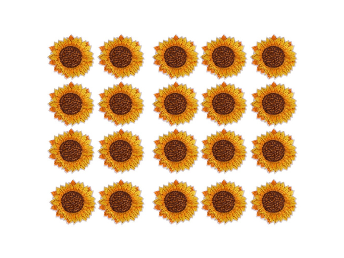 Parches bordados de girasol para coser y planchar, juego de 20 para manualidades y decoración de telas.