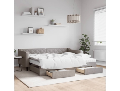 VIDAXL Sofá cama nido con cajones tela gris taupe 90x200 cm