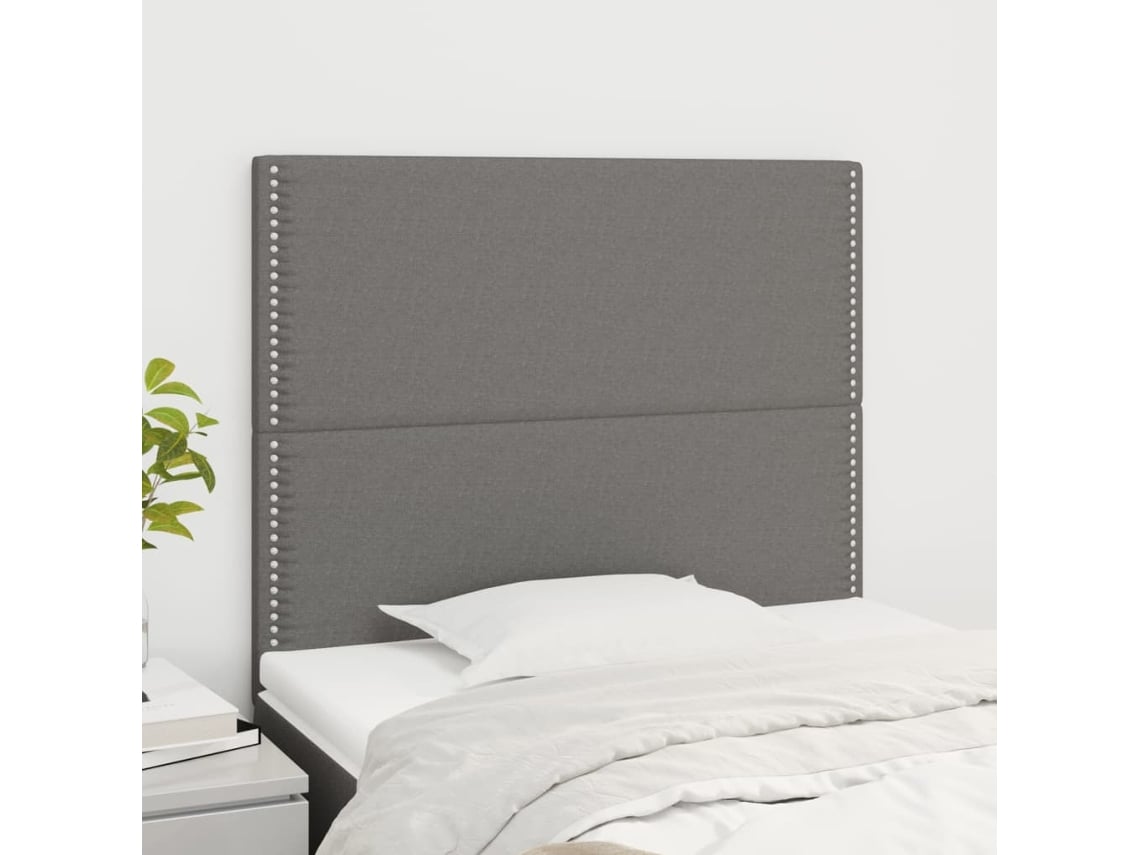Cabeceros 2 Unidades De Tela Gris Oscuro 90x5x78/88 Cm