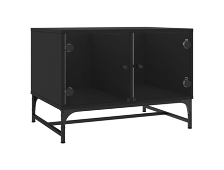 Mesa de centro con puertas de vidrio negra VIDAXL (68,5x50x50 cm)