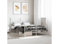 Estructura Cama Sin Colchón Con Estribo Metal Blanco 140x200 Cm