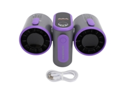 Ventilador Portátil De Cintura Con 2 Cabezales, 3 Velocidades, Luz Turbo, Batería De 8000 Mah, Alimentación Usb Para Camping Y Trabajos Al Aire Libre, Gris Oscuro.