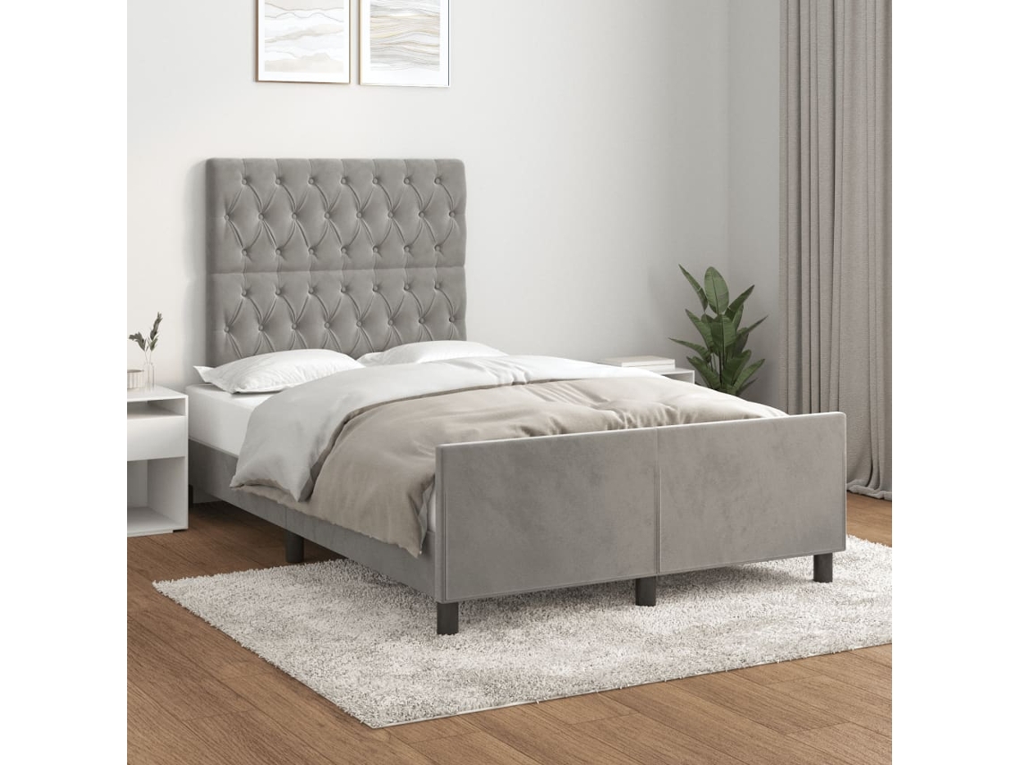 Estructura De Cama Sin Colchón Terciopelo Gris Claro 120x190 Cm