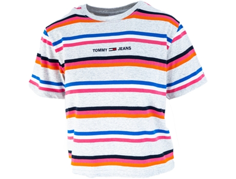 Camiseta TOMMY JEANS Stripe Logo Boxy Cropped T-Shirt, Multicolor, Mujer XS