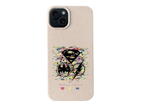 Funda Oficial Dc Comics Liga La Justicia Símbolos Píxeles Warner Bros Compostable para iPhone 15 Plus PHONECASES3D