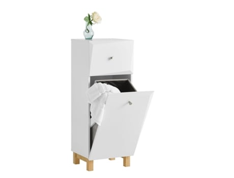 Mueble para Ropa Sucia SoBuy BZR93-W con 1 Cesto y 1 Cajón Blanco 34 x 30 x 90 cm
