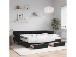 Sofá Cama Nido Con Cajones Terciopelo Negro 80x200 Cm