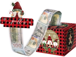 Caja de regalo navideña roja y negra para dinero, organizador de dinero DIY con 50 bolsas transparentes Aeuzwr