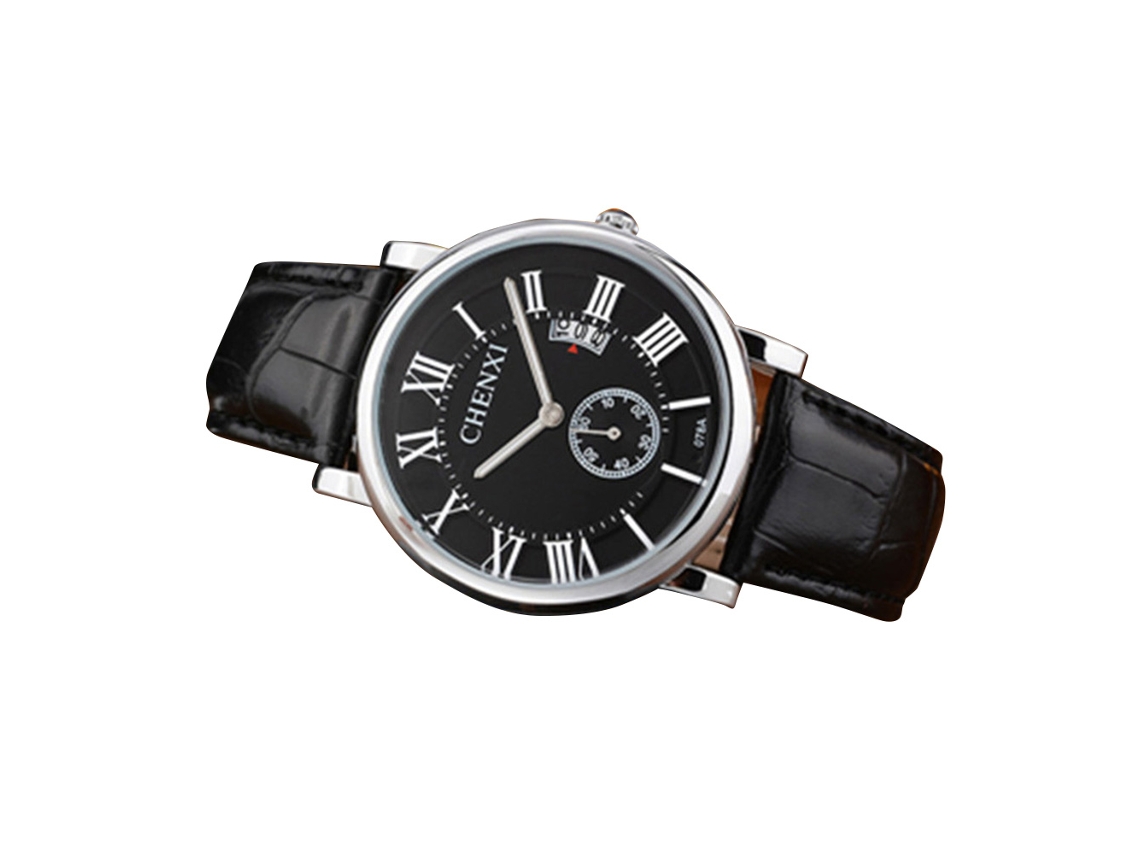 Reloj De Cuarzo Con Correa De Cuero Pu Casual Para Hombres Y Mujeres (caja Blanca Dial Negro Mujer)