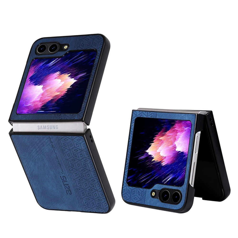 (azul, Galaxy Z Flip7 Fe) Funda Para Teléfono Con Lujosa Textura De Cuero Retro, Cubierta Protectora Mate A Prueba De Polvo.