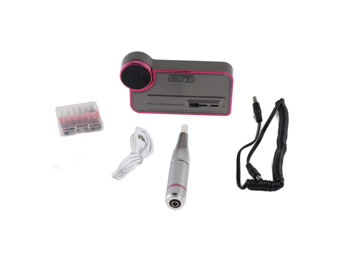 Lima De Uñas Eléctrica Portátil Recargable De 35000 Rpm Para Uso Profesional Y Doméstico, Color Plata, Con 6 Puntas De Lijado.