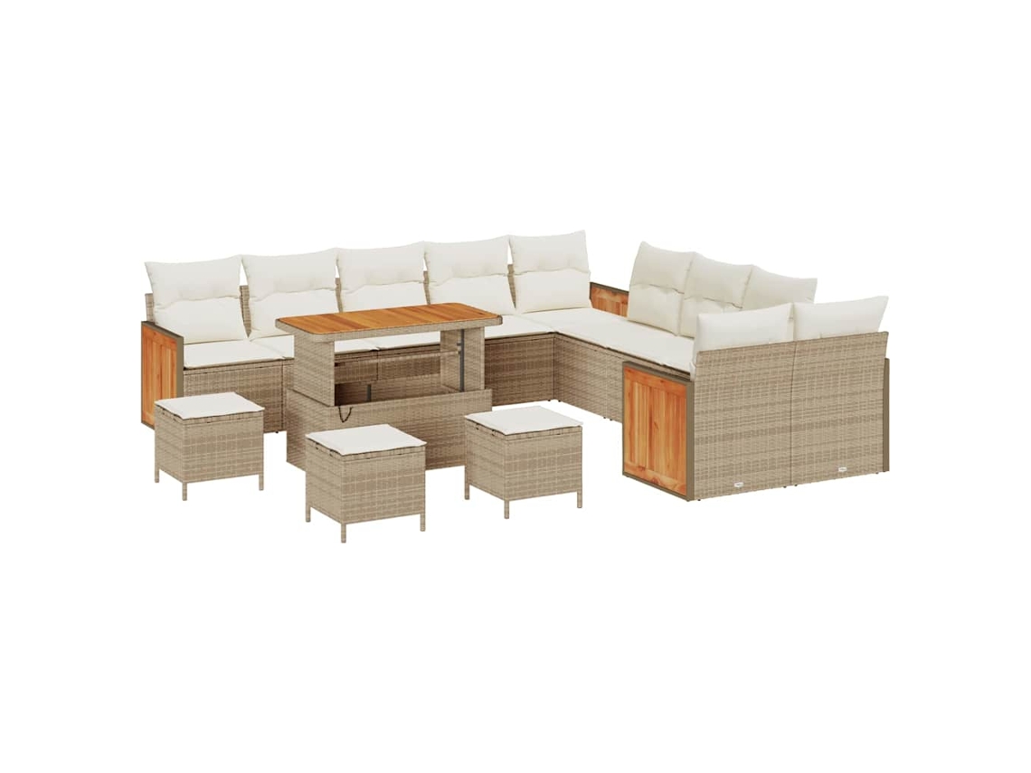 Maison Exclusive - Conjunto De Sofás De Jardín Con Cojín 18 Pcs Beige Y Crema