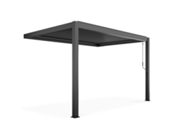 Pérgola Bioclimática 4x3 M Adosada Manual en aluminio color antracita Oviala
