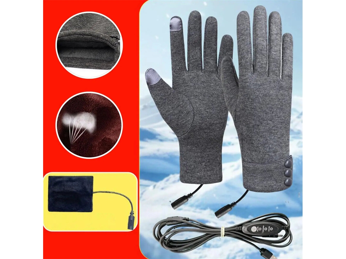 Grises Tengoo Guantes Calefactables Usb 3 Niveles Temperatura Ajustable Resistentes Viento Pantalla Táctil Ciclismo Snowboard Camping Pesca